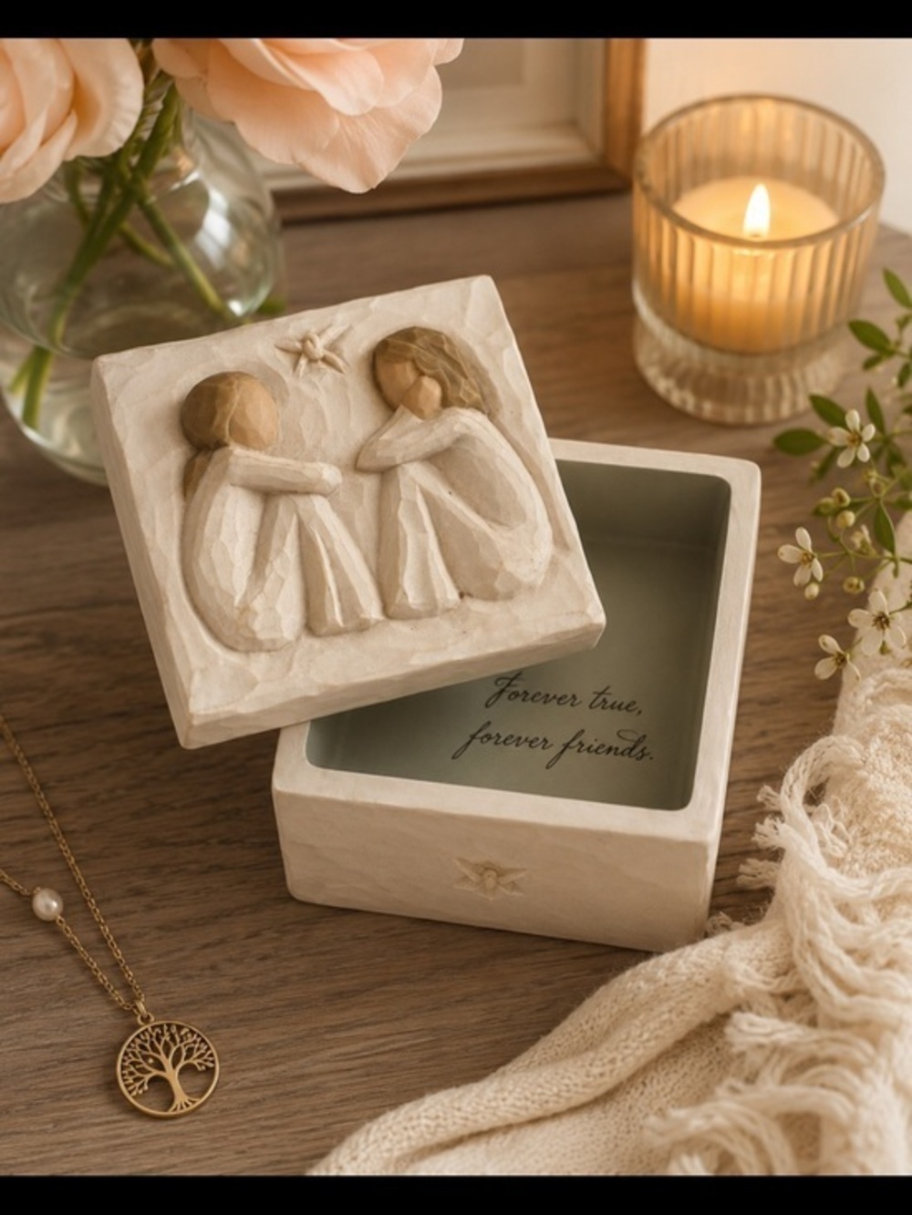 Willow Tree Friendship Keepsake Box by Susan Lordi Demdaco Trinket Jewelry Box